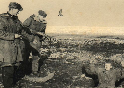 Soviet Union soldiers are killing assistant of the laboratory, 1944 Soviet Union soldiers are killing assistant of the laboratory, 1944